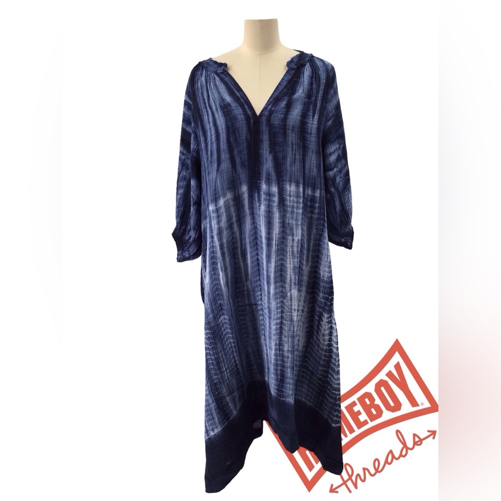 Blue Tie-Dye Kaftan Dress